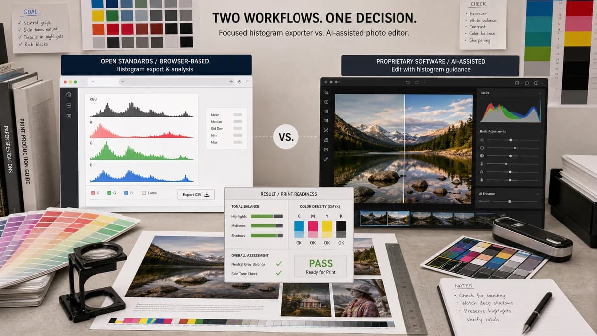 Open Source Alternatives to Luminar Neo visual comparison with Image Histogram Generator + CSV