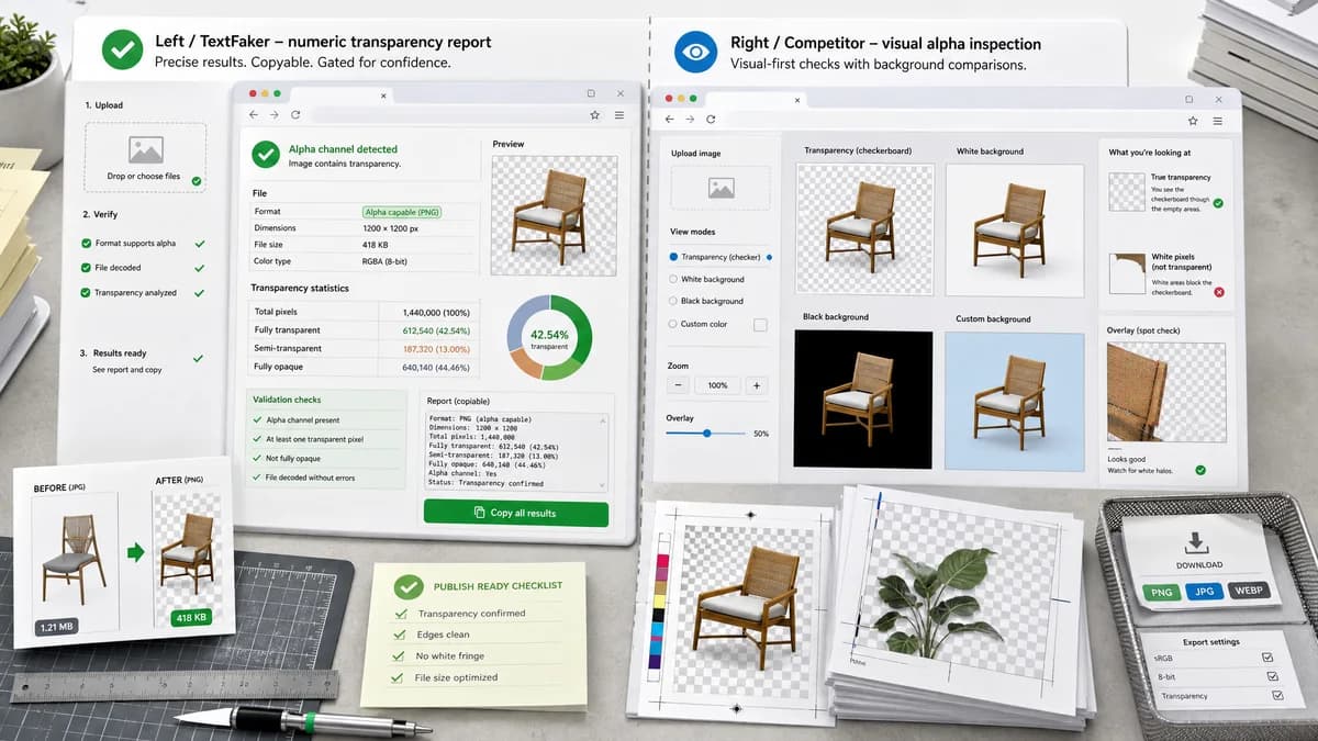 Image Transparency Checker vs ImageNurse Transparency Checker visual comparison of image optimization workflows
