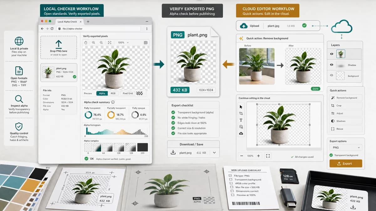 Open Source Alternatives to Adobe Express visual comparison with Image Transparency Checker
