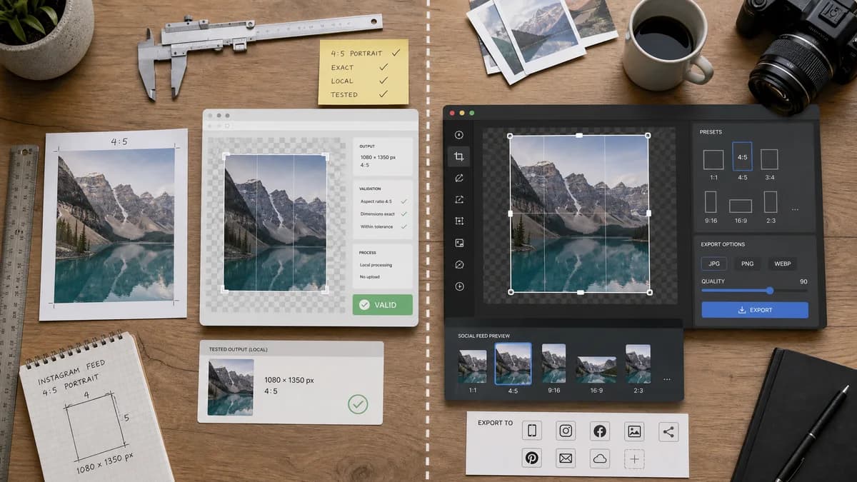 Instagram 4:5 Feed Crop Preview vs TheImageResizer 4:5 Aspect Ratio Cropper visual comparison of instagram 4:5 feed crop preview workflows