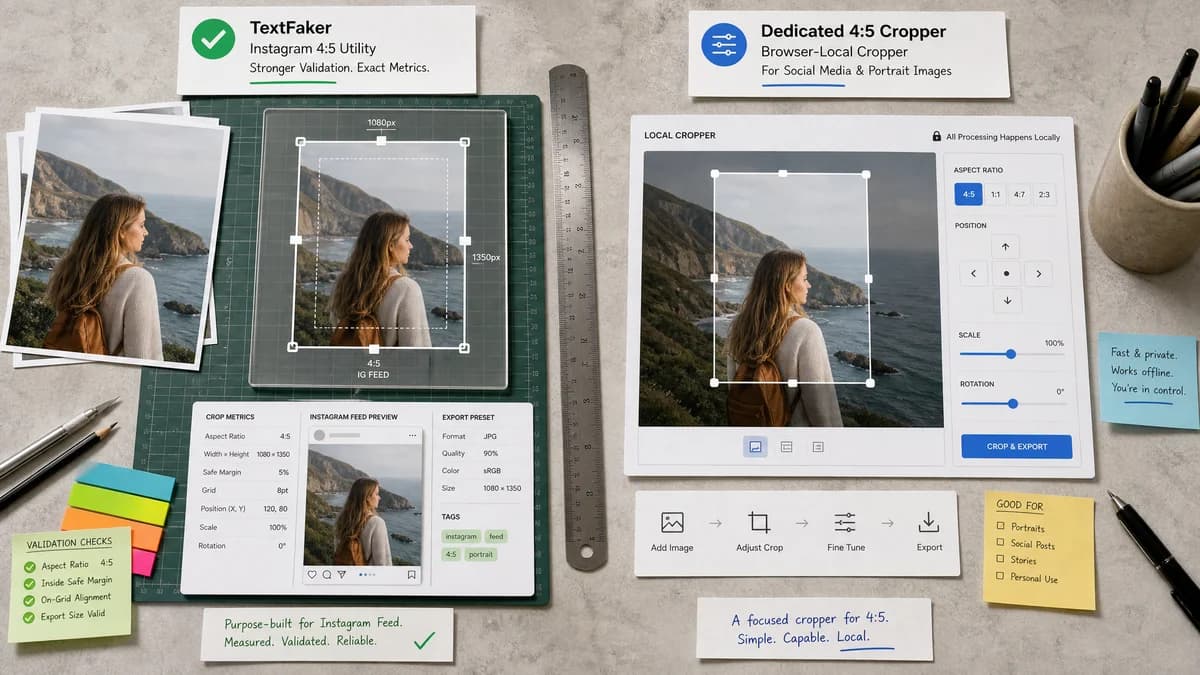 Instagram 4:5 Feed Crop Preview vs Vayce 4:5 Image Cropper visual comparison of instagram 4:5 feed crop preview workflows