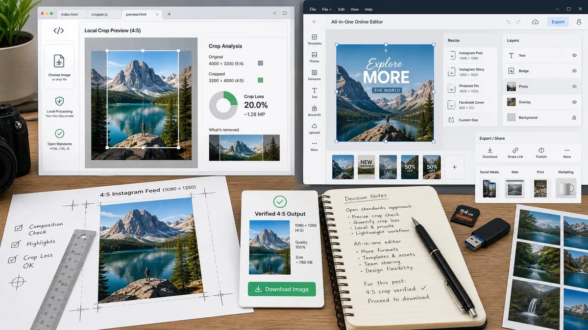 Open Source Alternatives to BeFunky visual comparison with Instagram 4:5 Feed Crop Preview