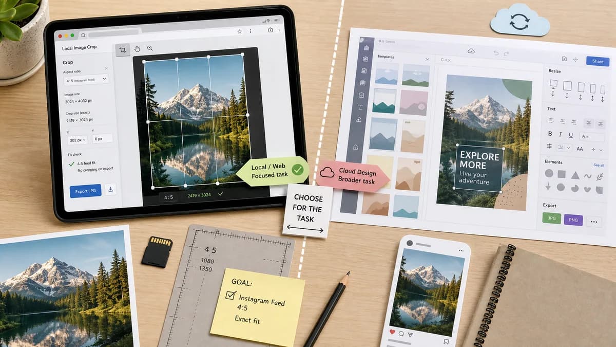 Open Source Alternatives to Canva visual comparison with Instagram 4:5 Feed Crop Preview