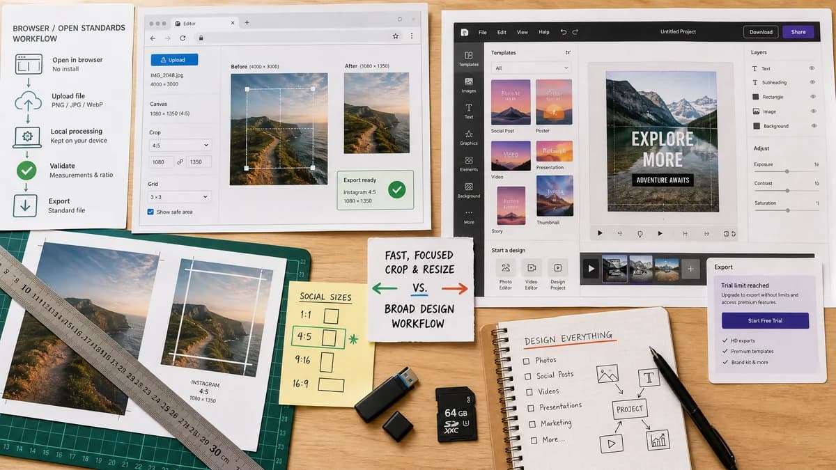 Open Source Alternatives to PicMonkey visual comparison with Instagram 4:5 Feed Crop Preview