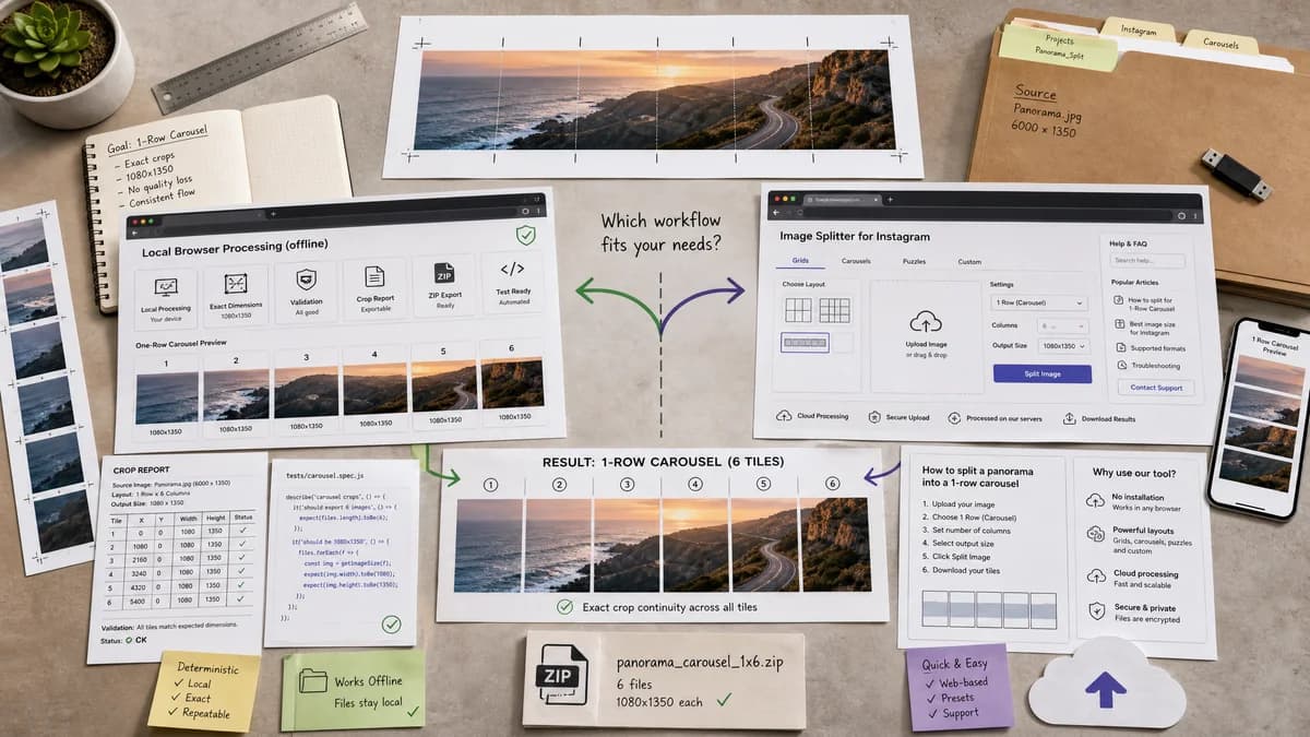 Open Source Alternatives to DesignHub Instagram Grid Maker visual comparison with Instagram Carousel Panorama Splitter