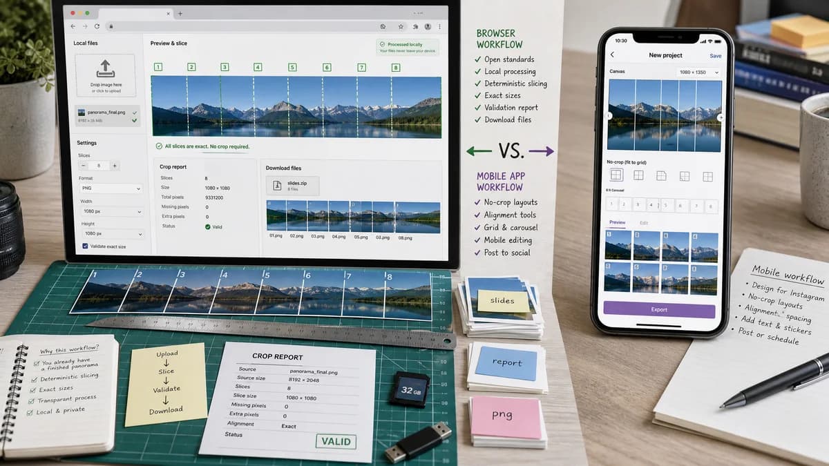 Open Source Alternatives to PanoCut visual comparison with Instagram Carousel Panorama Splitter