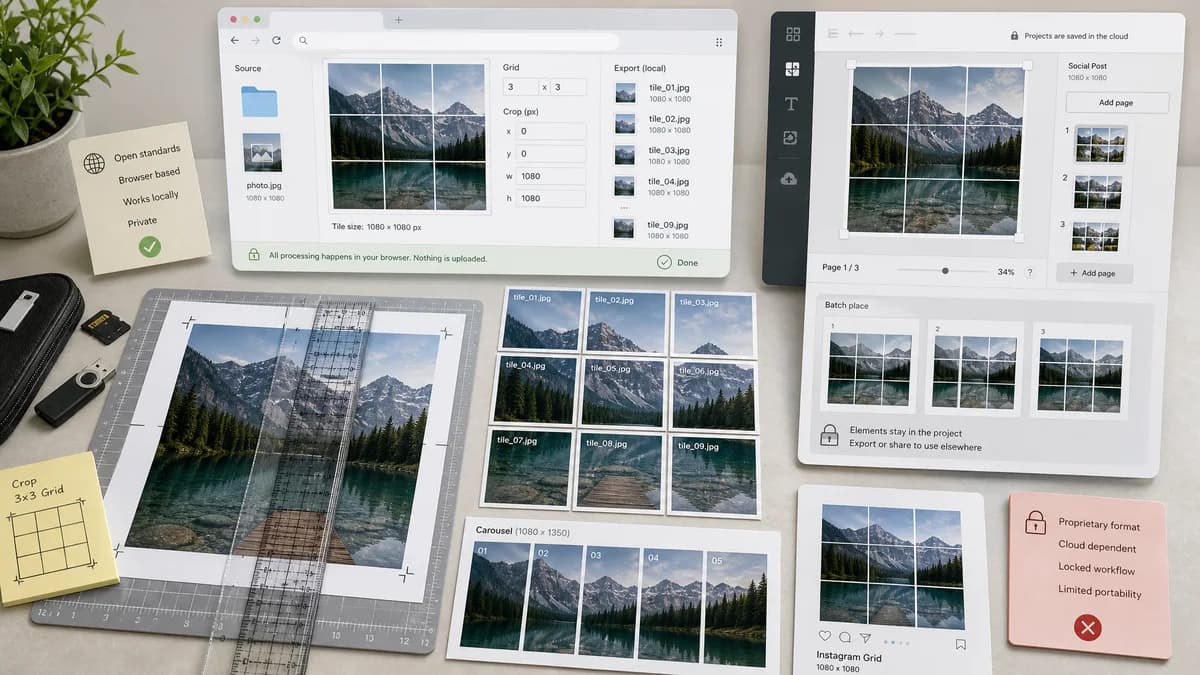 Open Source Alternatives to Canva Image Splitter visual comparison with Instagram Grid Splitter