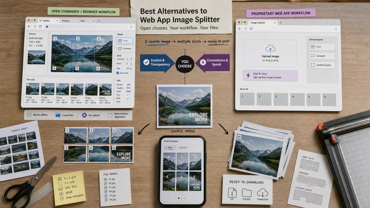 Open Source Alternatives to CarouselMaker visual comparison with Instagram Grid Splitter