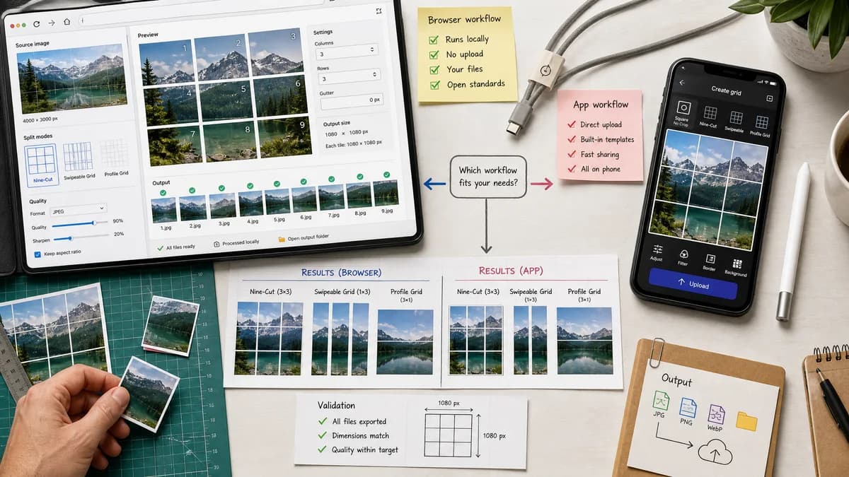 Open Source Alternatives to Croppy visual comparison with Instagram Grid Splitter
