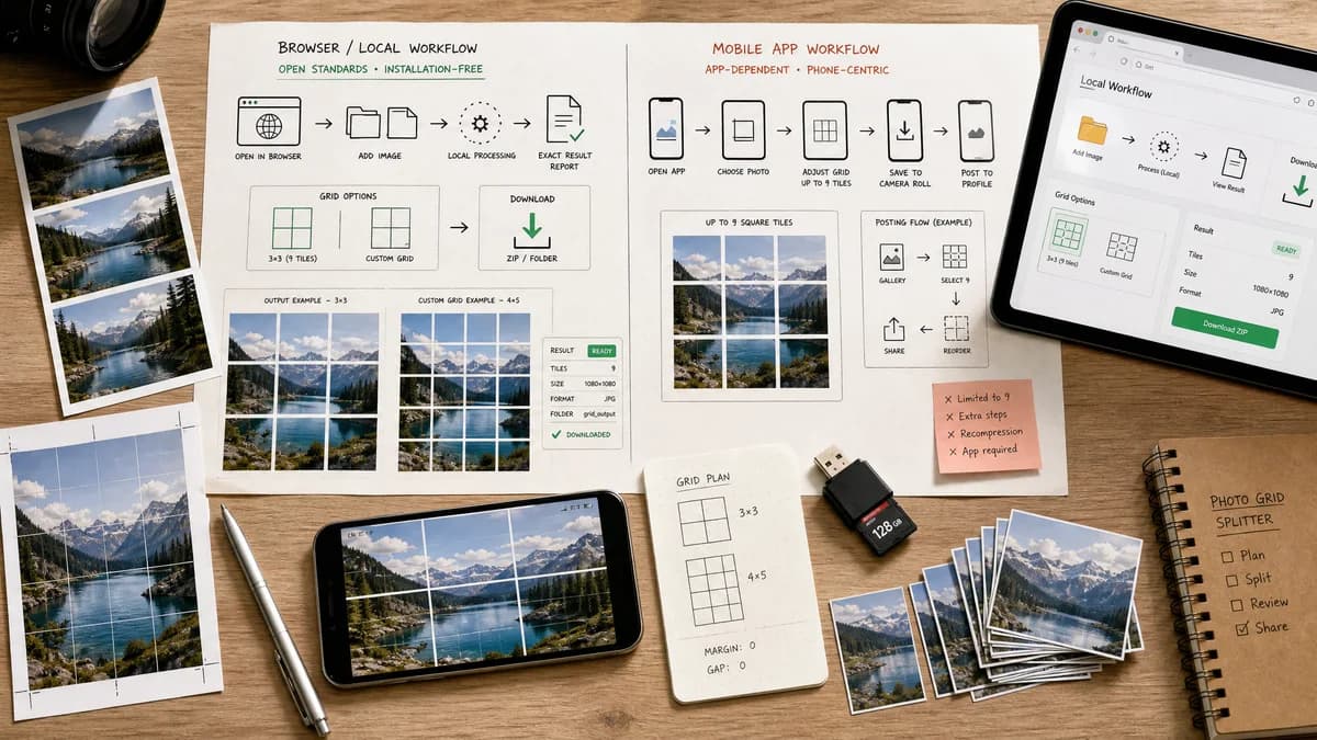 Open Source Alternatives to GRD Photo Split for Instagram visual comparison with Instagram Grid Splitter