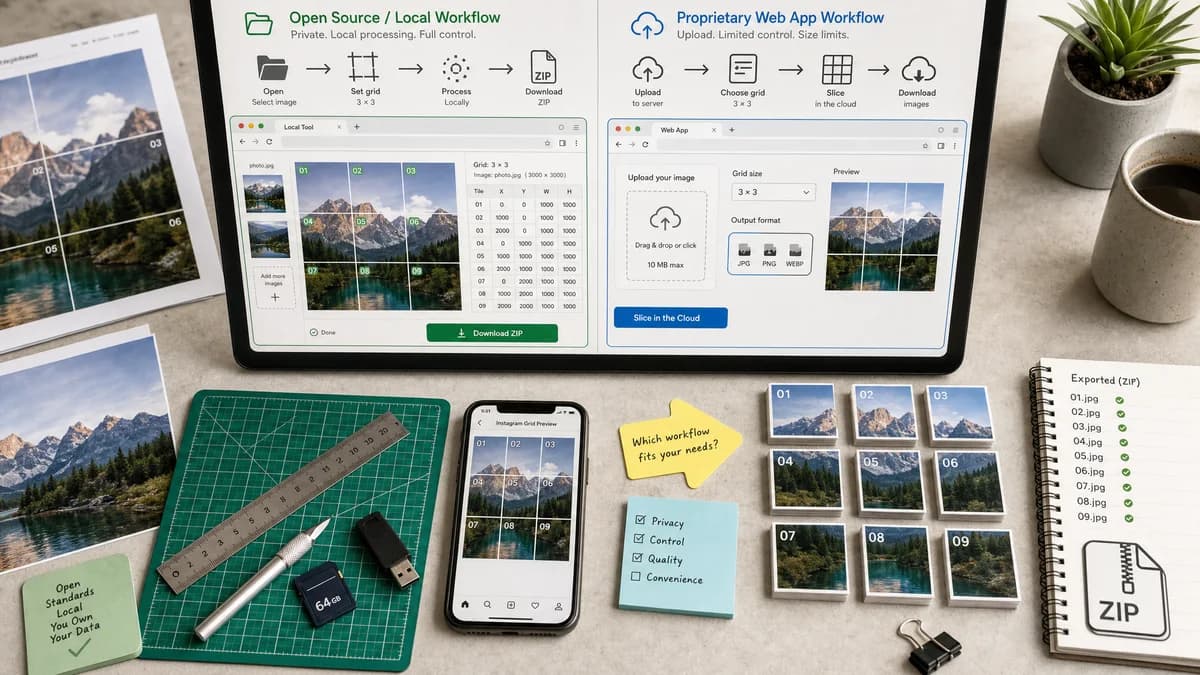 Open Source Alternatives to ImageSplitter visual comparison with Instagram Grid Splitter