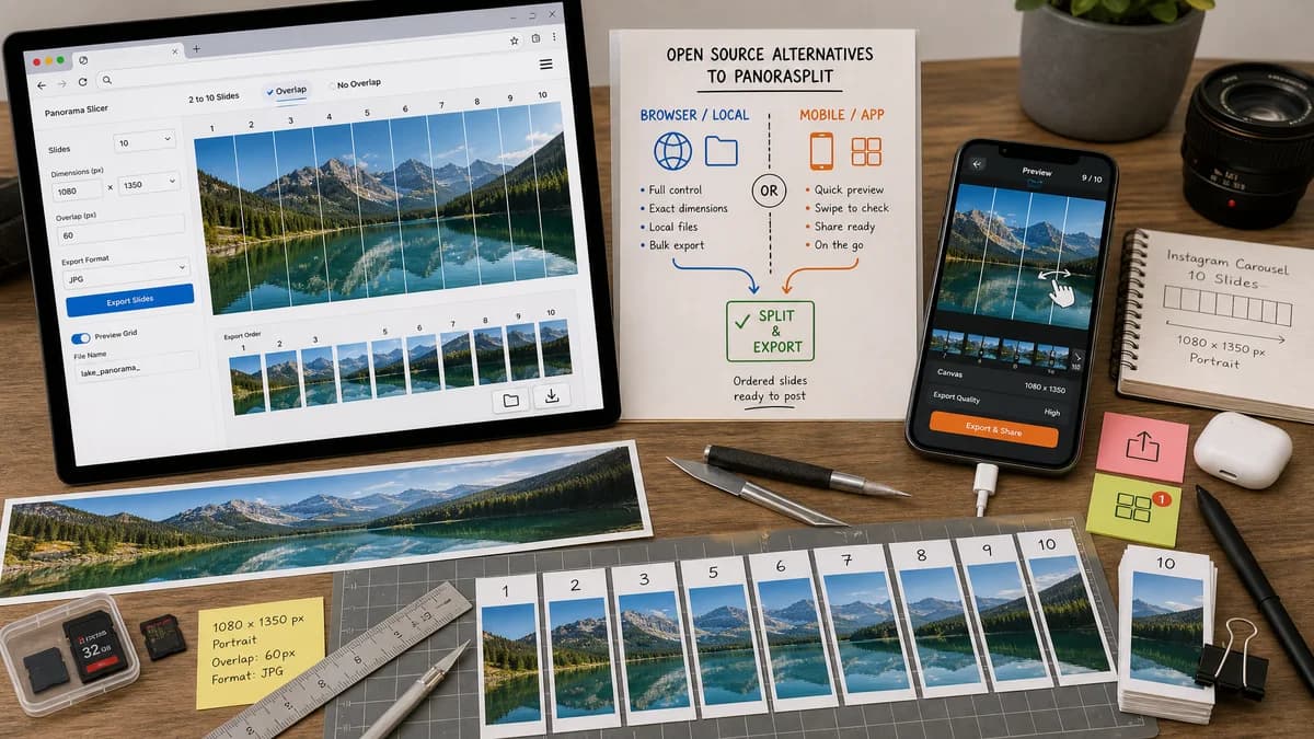 Open Source Alternatives to PanoraSplit visual comparison with Instagram Grid Splitter