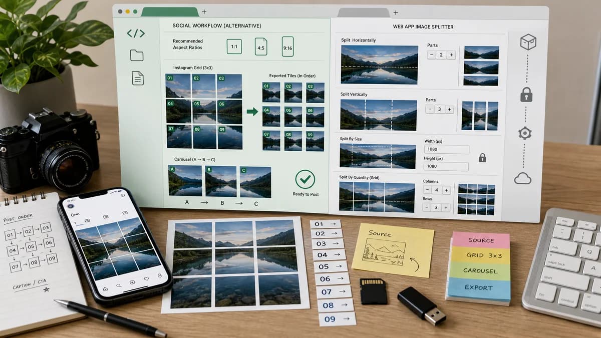 Open Source Alternatives to PineTools Split Image visual comparison with Instagram Grid Splitter