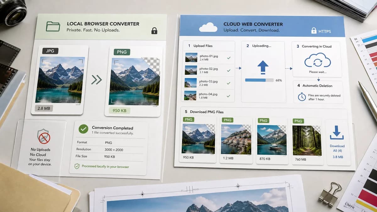 JPG to PNG Converter vs FreeConvert visual comparison of image optimization workflows