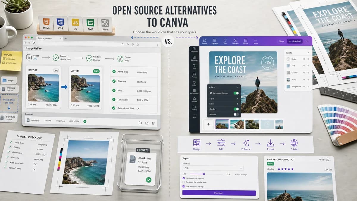 Open Source Alternatives to Canva visual comparison with JPG to PNG Converter