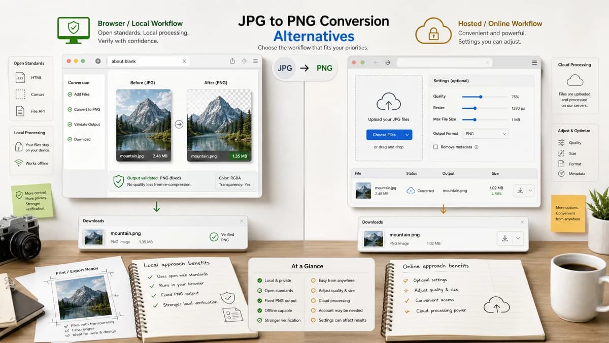 Open Source Alternatives to Online-Convert visual comparison with JPG to PNG Converter
