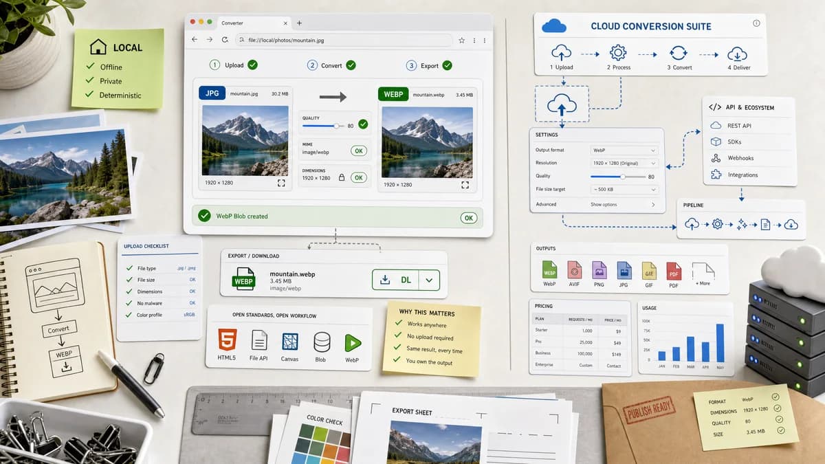 Open Source Alternatives to CloudConvert visual comparison with JPG to WebP Converter