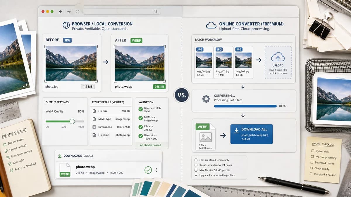 Open Source Alternatives to FreeConvert visual comparison with JPG to WebP Converter