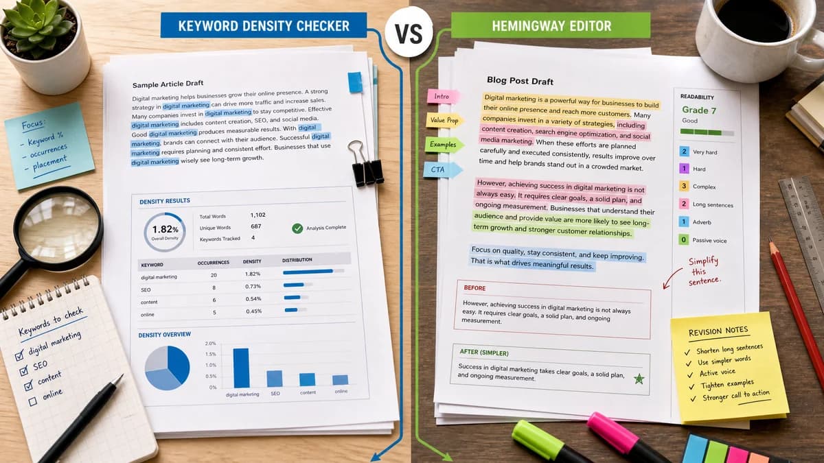 Keyword Density Checker vs Hemingway Editor comparison detail image