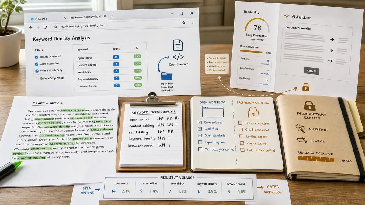 Open Source Alternatives to Hemingway Editor Plus detail image for Keyword Density Checker