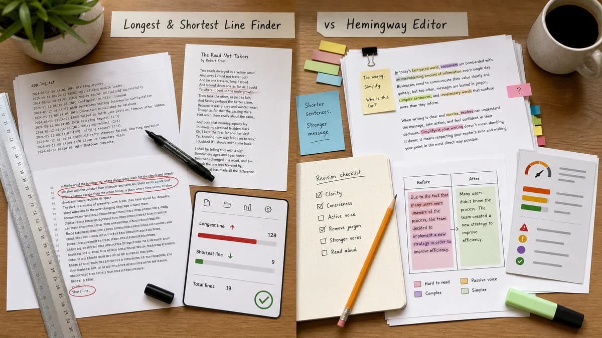 Longest and Shortest Line Finder vs Hemingway Editor comparison detail image