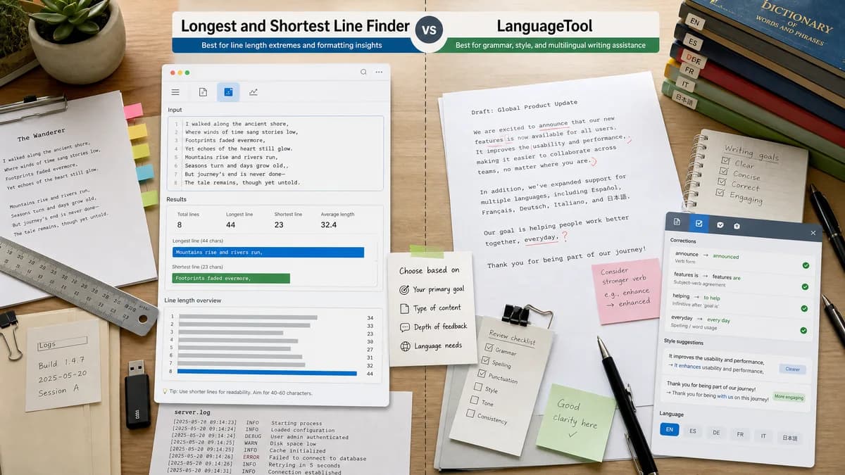 Longest and Shortest Line Finder vs LanguageTool comparison detail image