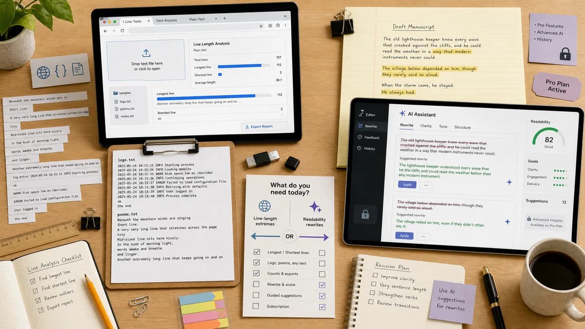 Open Source Alternatives to Hemingway Editor Plus detail image for Longest and Shortest Line Finder