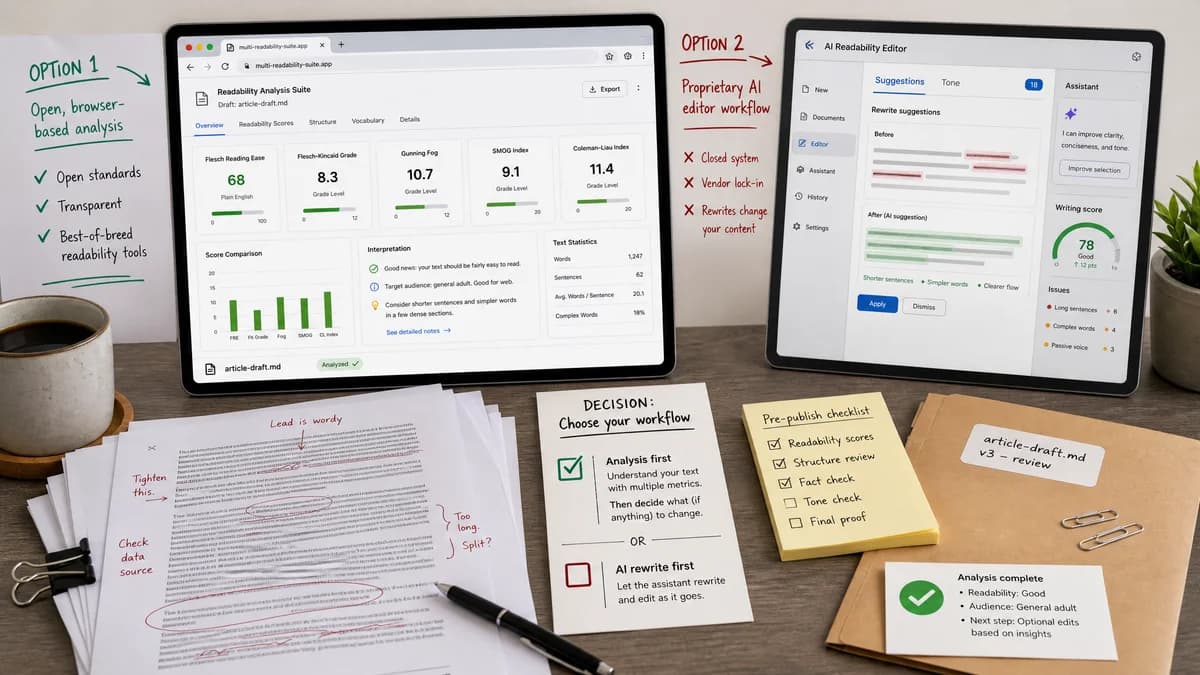 Open Source Alternatives to Hemingway Editor Plus detail image for Multi-Readability Suite