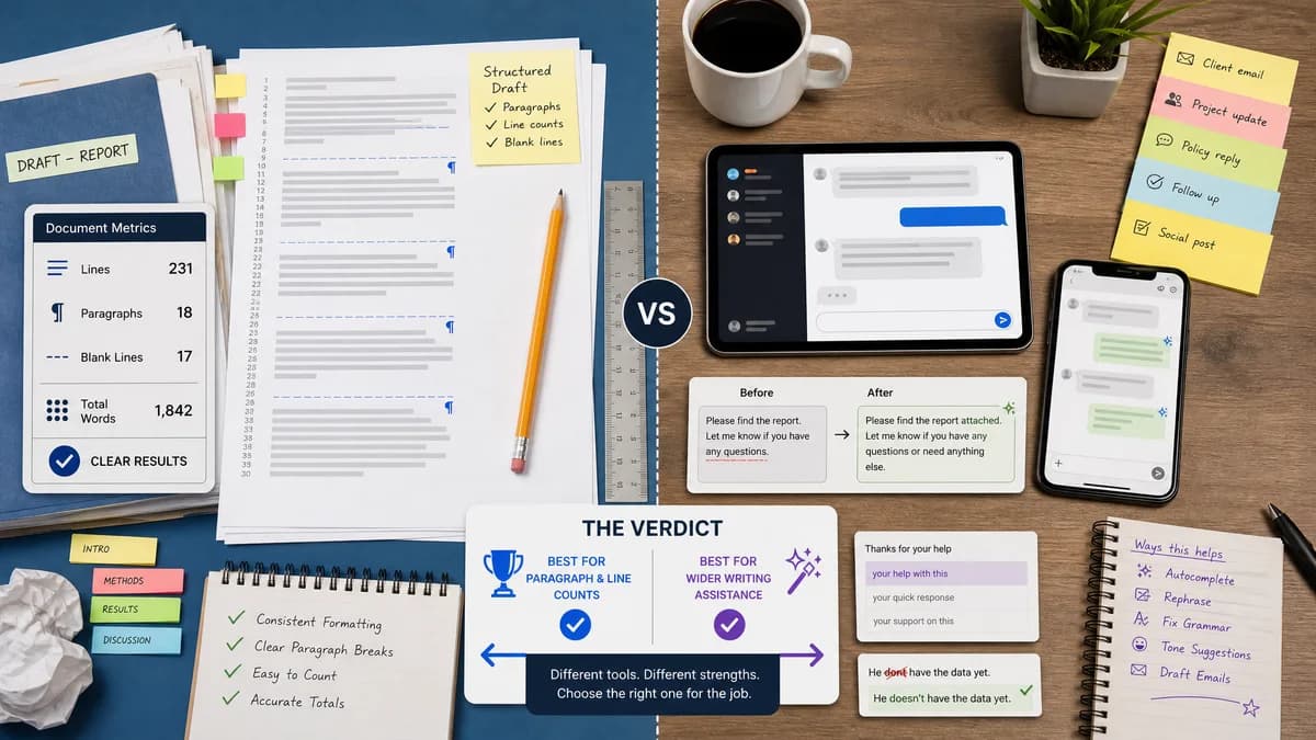 Paragraph and Line Counter vs Sapling comparison detail image