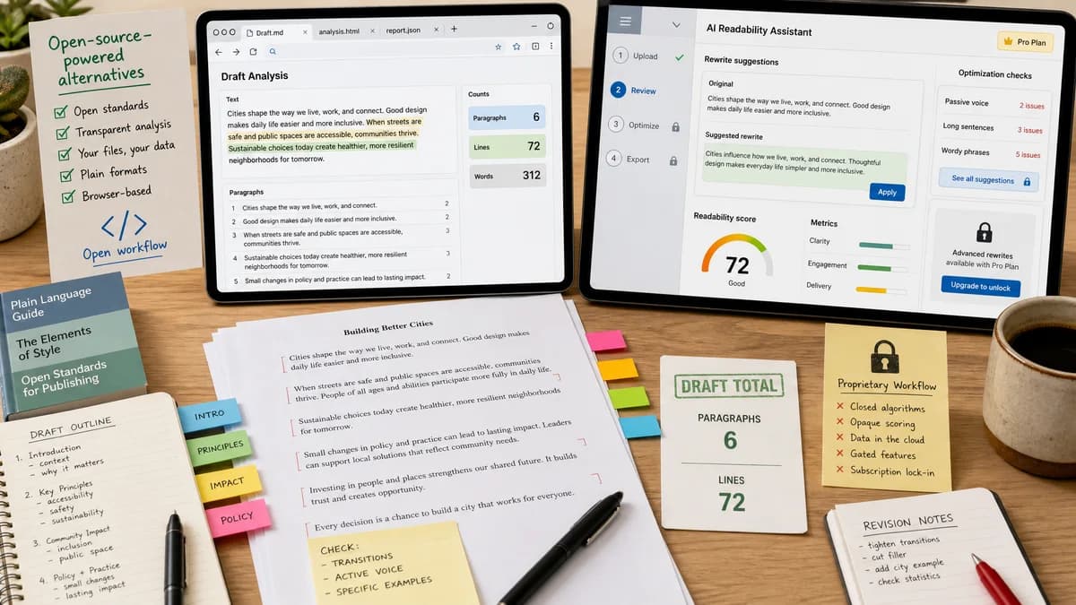 Open Source Alternatives to Hemingway Editor Plus detail image for Paragraph and Line Counter