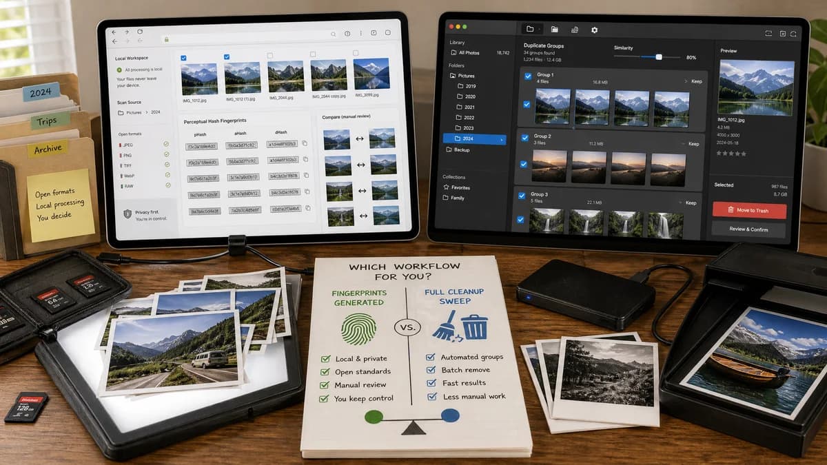 Open Source Alternatives to Duplicate Photo Cleaner visual comparison with Perceptual Hash Generator