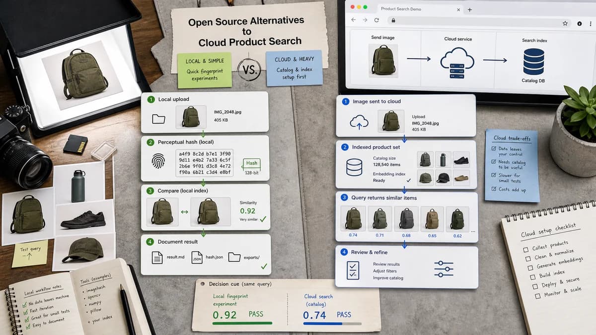 Open Source Alternatives to Google Cloud Vision Product Search visual comparison with Perceptual Hash Generator