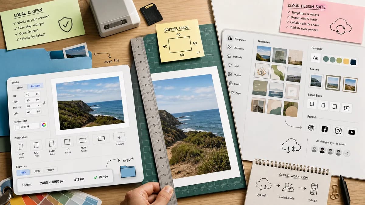 Open Source Alternatives to Canva visual comparison with Photo Border Maker
