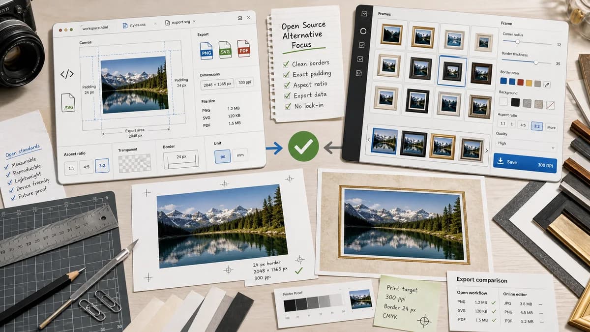 Open Source Alternatives to Fotor visual comparison with Photo Border Maker