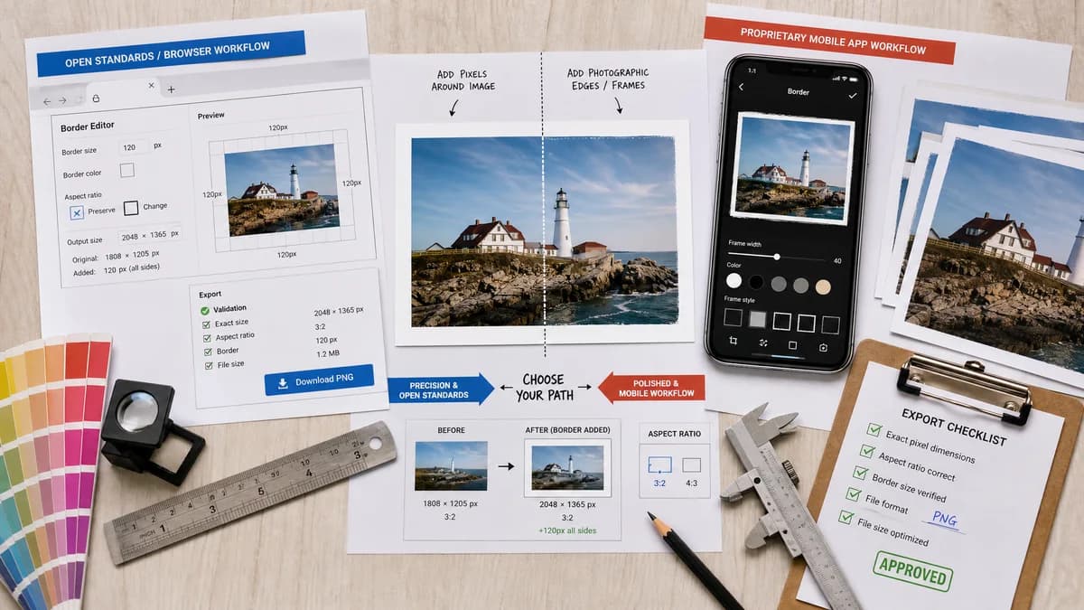 Open Source Alternatives to Snapseed visual comparison with Photo Border Maker