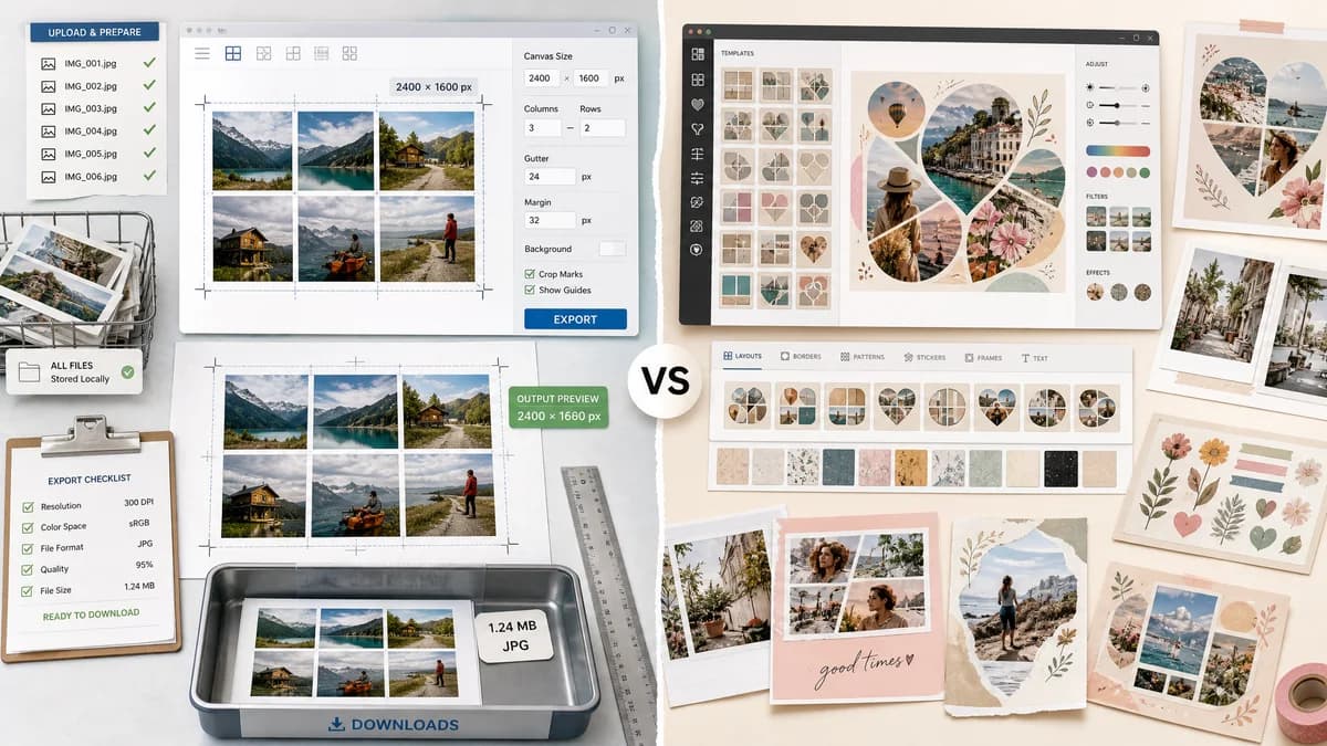 Photo Collage Maker vs Fotor visual comparison of image optimization workflows