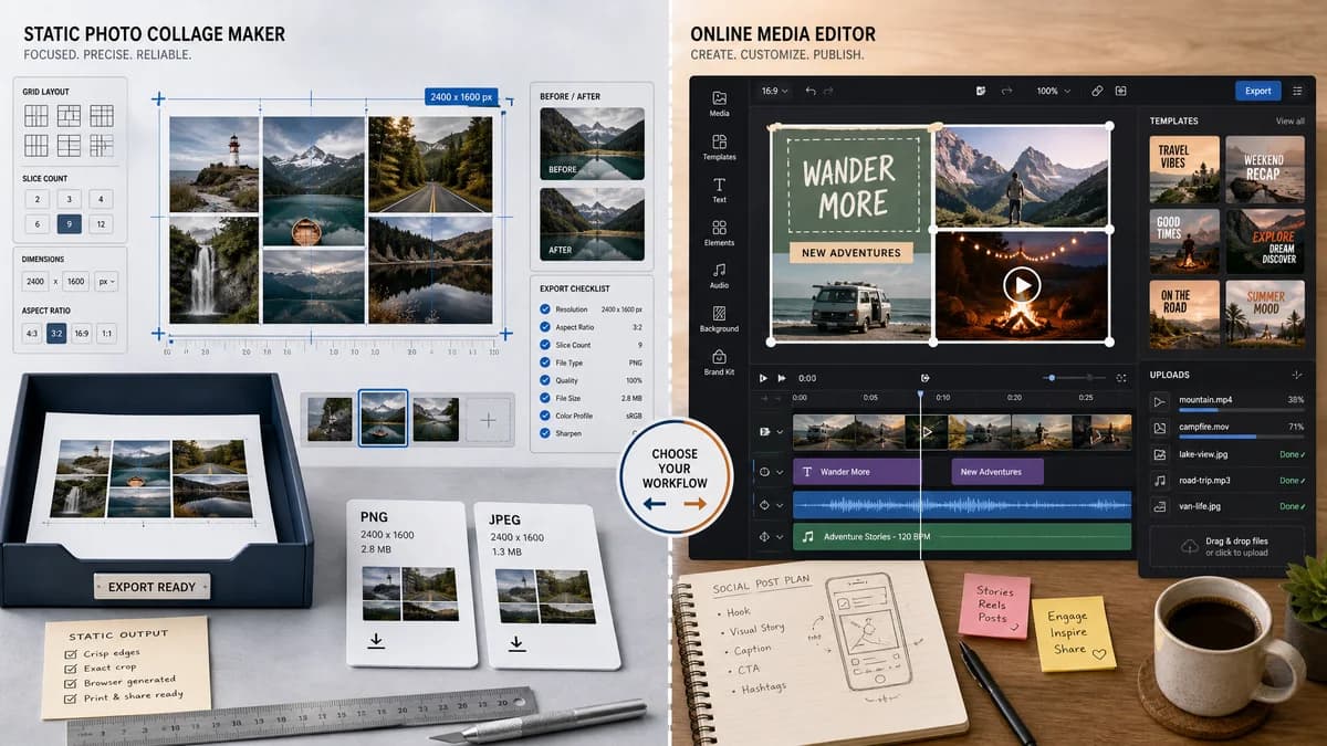Photo Collage Maker vs Kapwing visual comparison of image optimization workflows