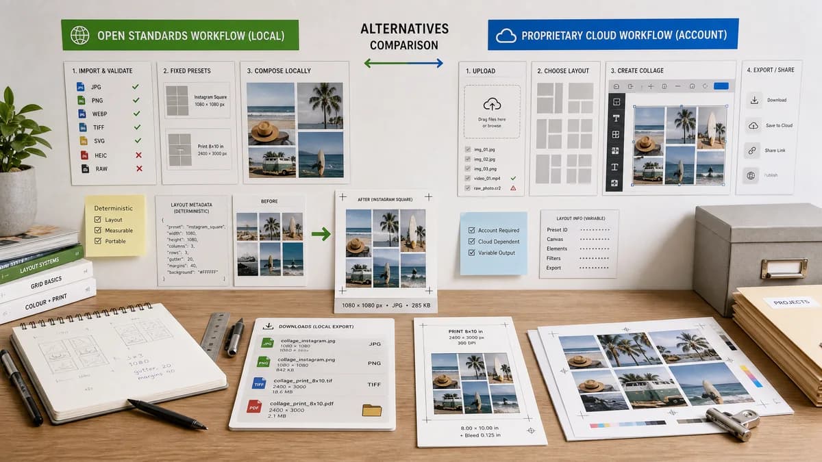 Open Source Alternatives to Adobe Express visual comparison with Photo Collage Maker