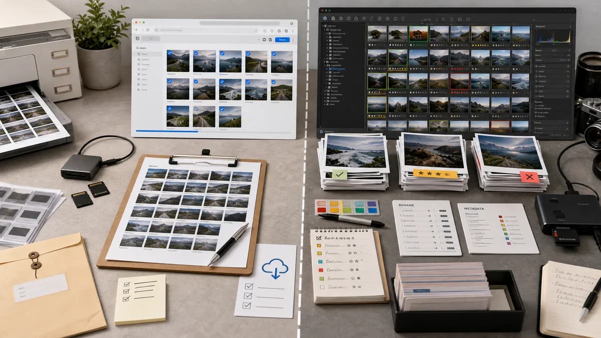 Photo Contact Sheet Maker vs Photo Mechanic Contact Sheet View visual comparison of photo contact sheet maker workflows