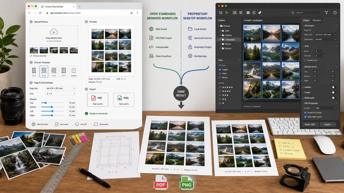 Open Source Alternatives to Adobe Bridge visual comparison with Photo Contact Sheet Maker