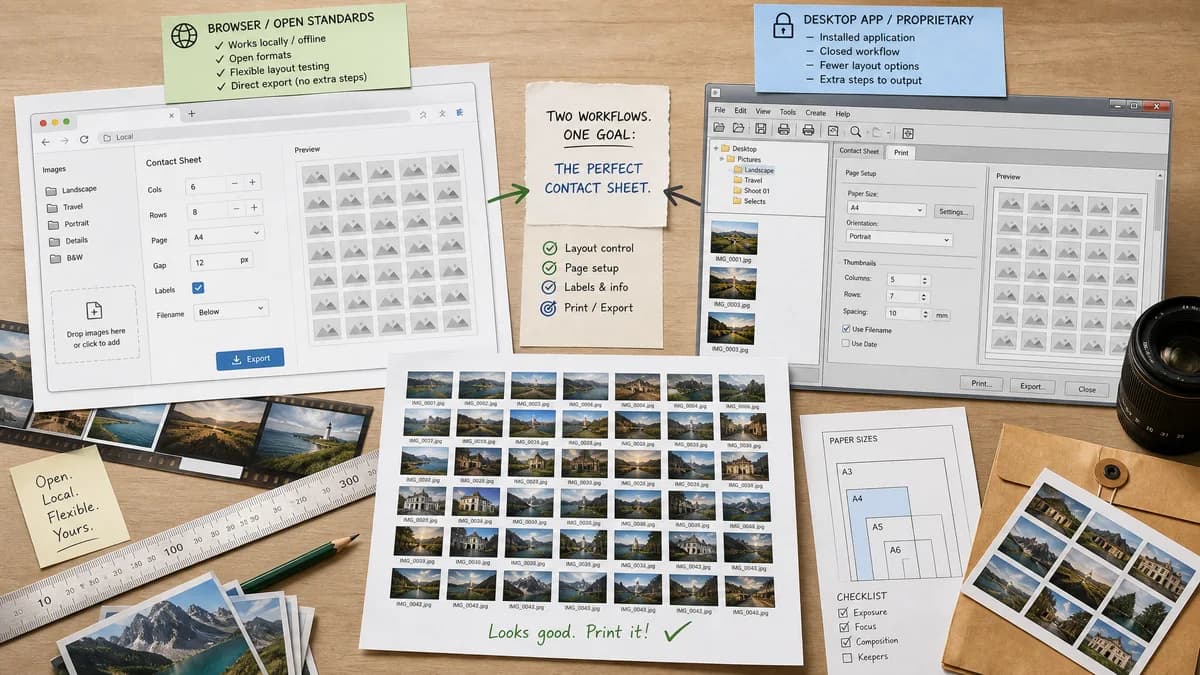 Open Source Alternatives to FastStone Image Viewer visual comparison with Photo Contact Sheet Maker