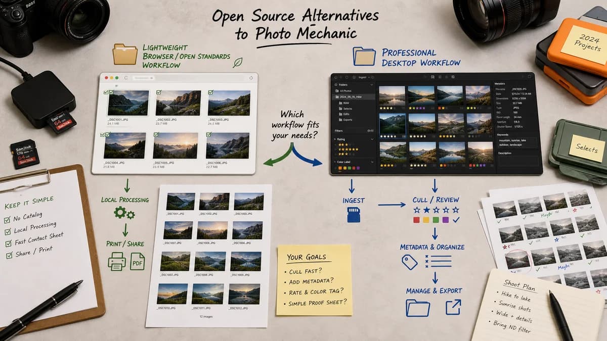Open Source Alternatives to Photo Mechanic visual comparison with Photo Contact Sheet Maker