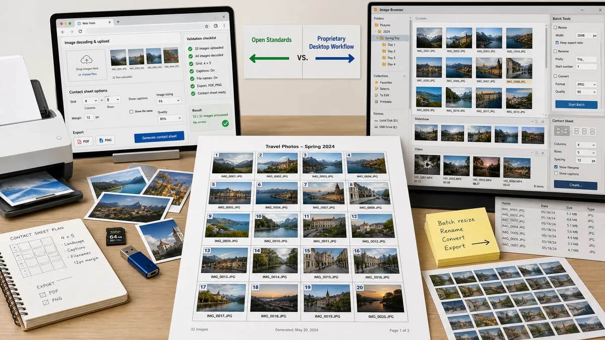 Open Source Alternatives to XnView MP visual comparison with Photo Contact Sheet Maker