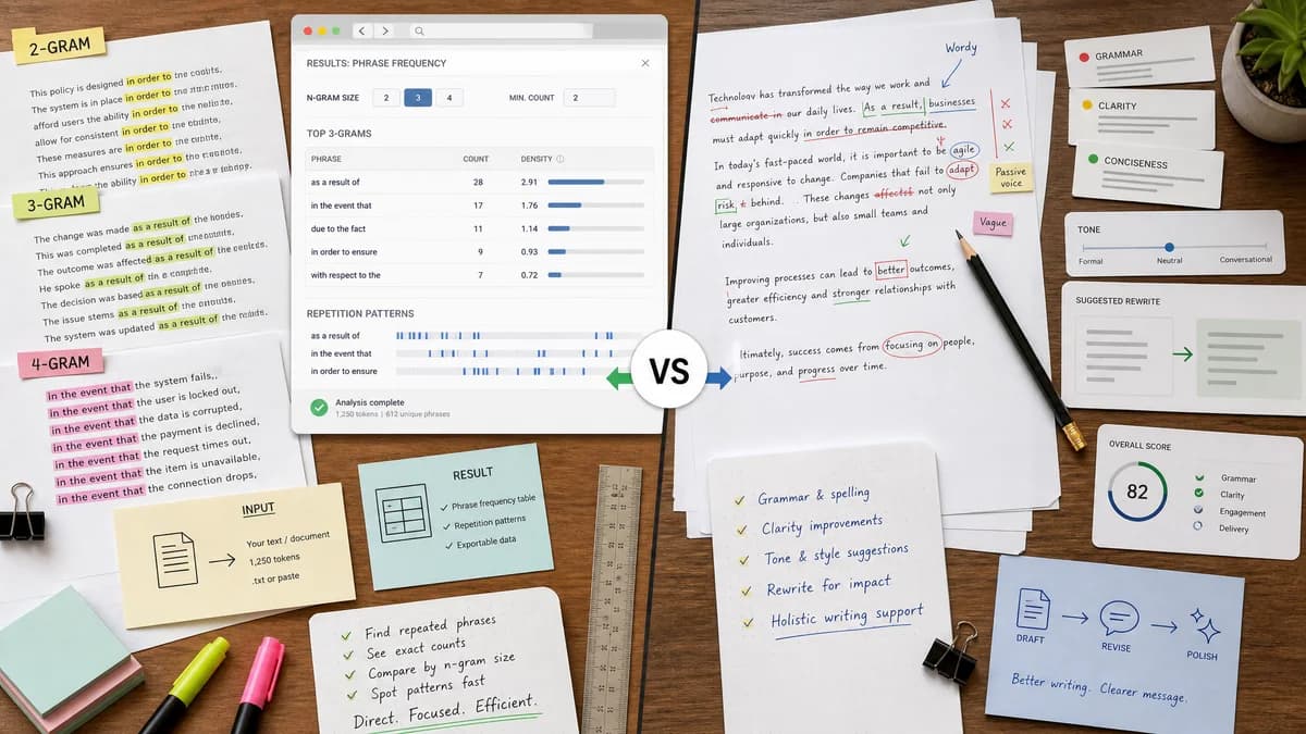 Phrase N-Gram Frequency Table vs Grammarly comparison detail image
