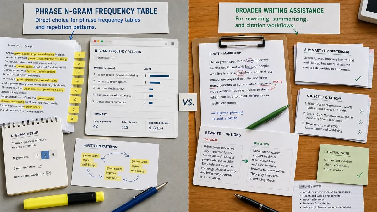 Phrase N-Gram Frequency Table vs QuillBot comparison detail image