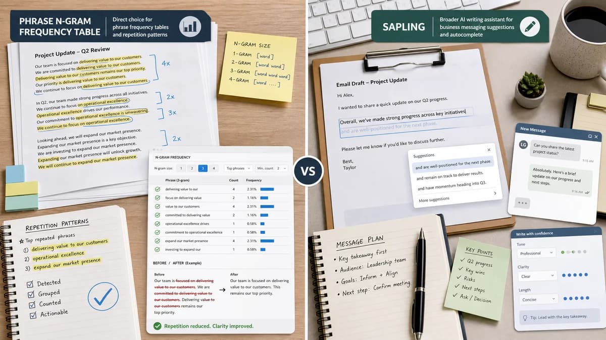 Phrase N-Gram Frequency Table vs Sapling comparison detail image