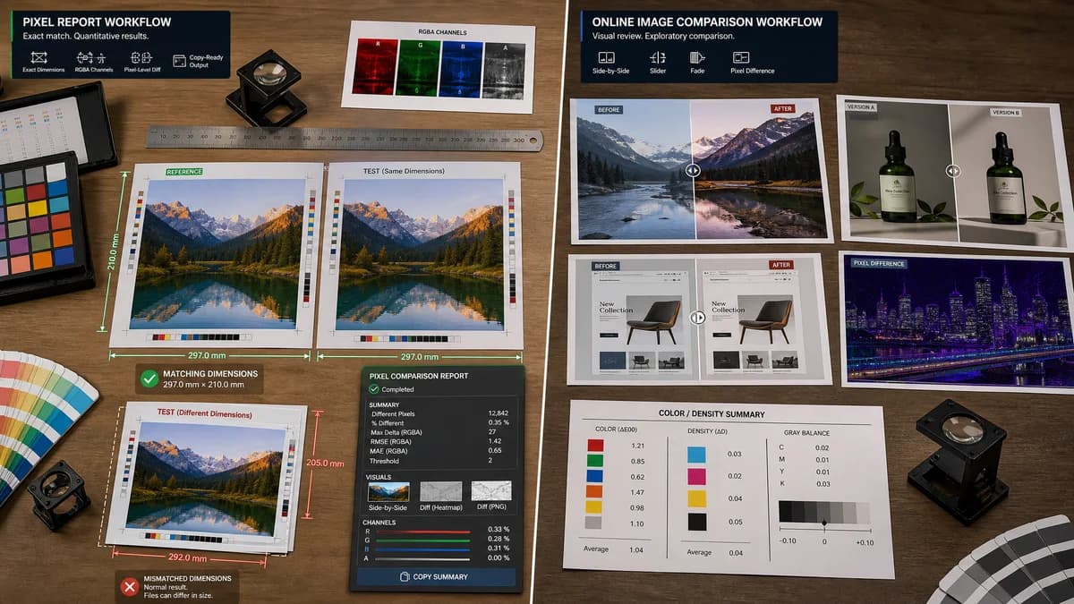 Pixel-by-Pixel Image Diff vs ChangeChecks Image Compare visual comparison of image optimization workflows