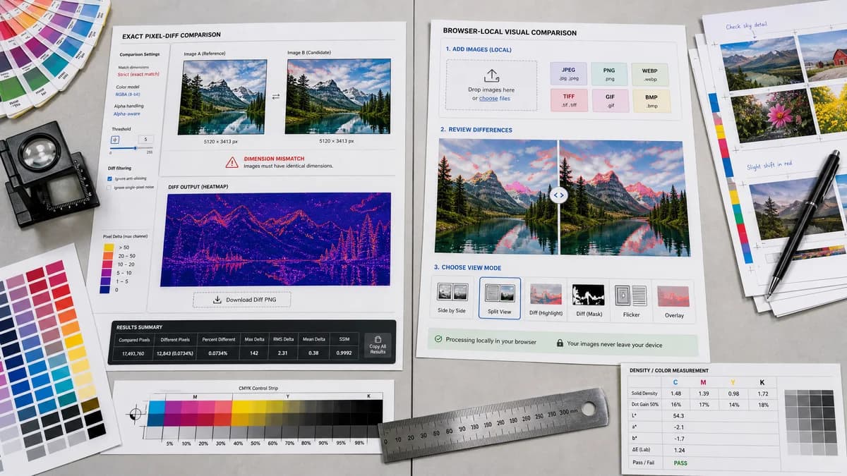 Pixel-by-Pixel Image Diff vs Image-Comparison.com visual comparison of image optimization workflows