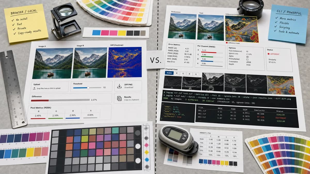 Pixel-by-Pixel Image Diff vs ImageMagick Compare visual comparison of image optimization workflows