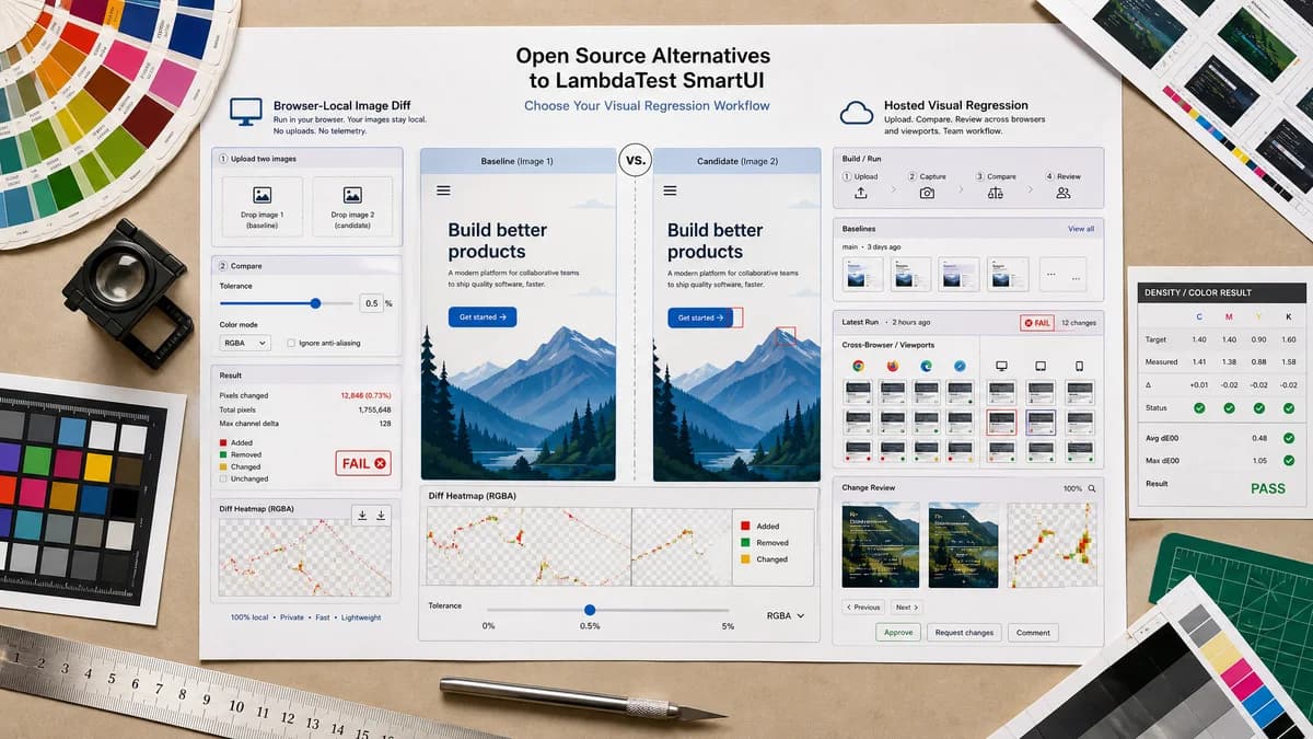 Open Source Alternatives to LambdaTest SmartUI visual comparison with Pixel-by-Pixel Image Diff